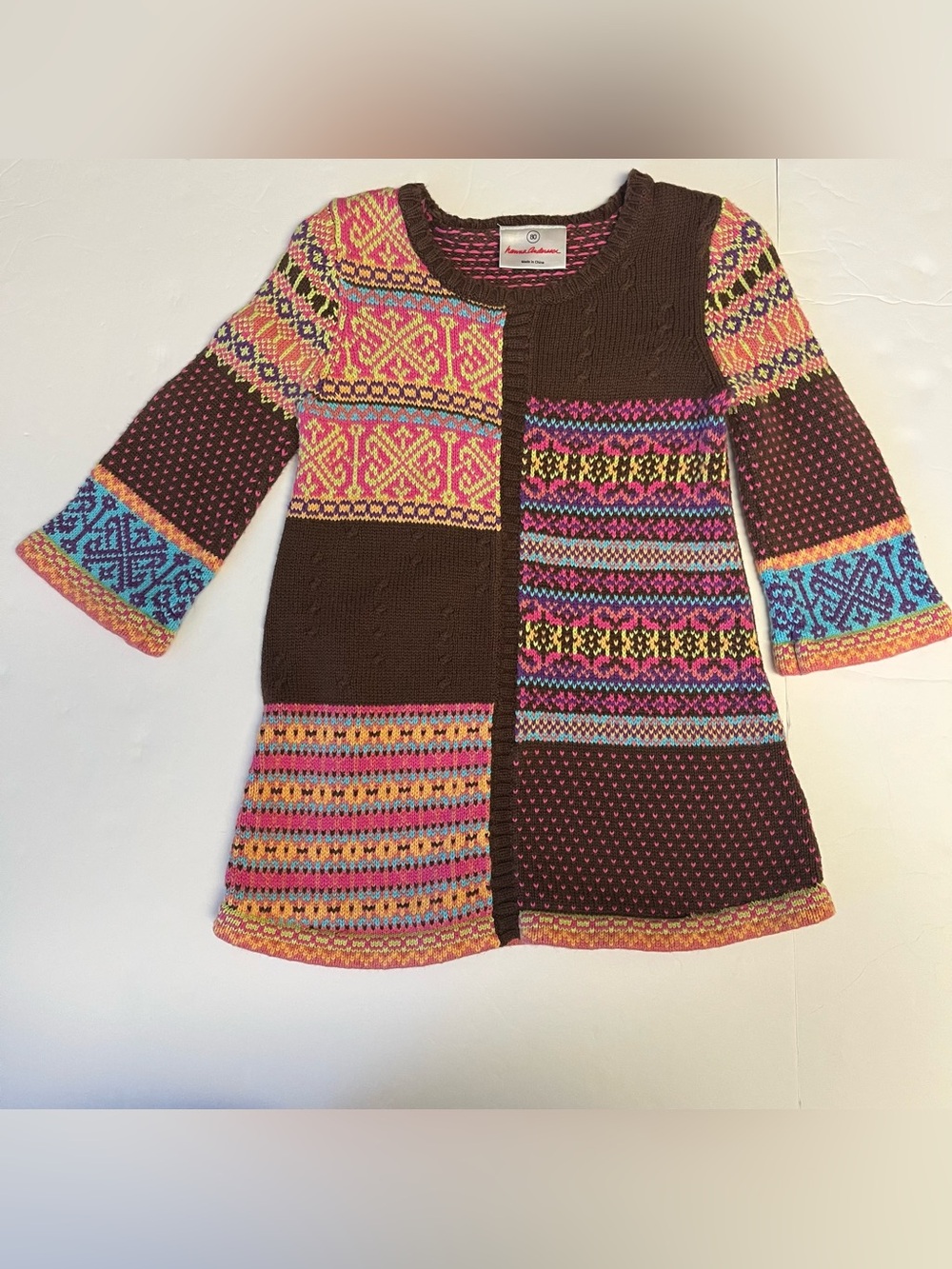 Hanna Andersson Girls Sweater Dress Sz 80 (18-24m) Fair Isle Cotton Long Sleeve